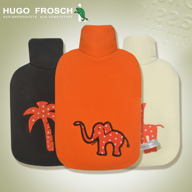 德国Hugo Frosch暖蛙注水热水袋暖手宝保暖防爆中号0.8L生物基材质开心动物园系列米色长颈鹿