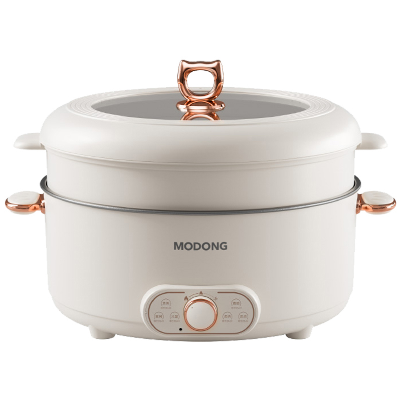 摩动电煮锅8L可视化锅盖旋钮控温防烫设计方便移动MD-HGE80-L