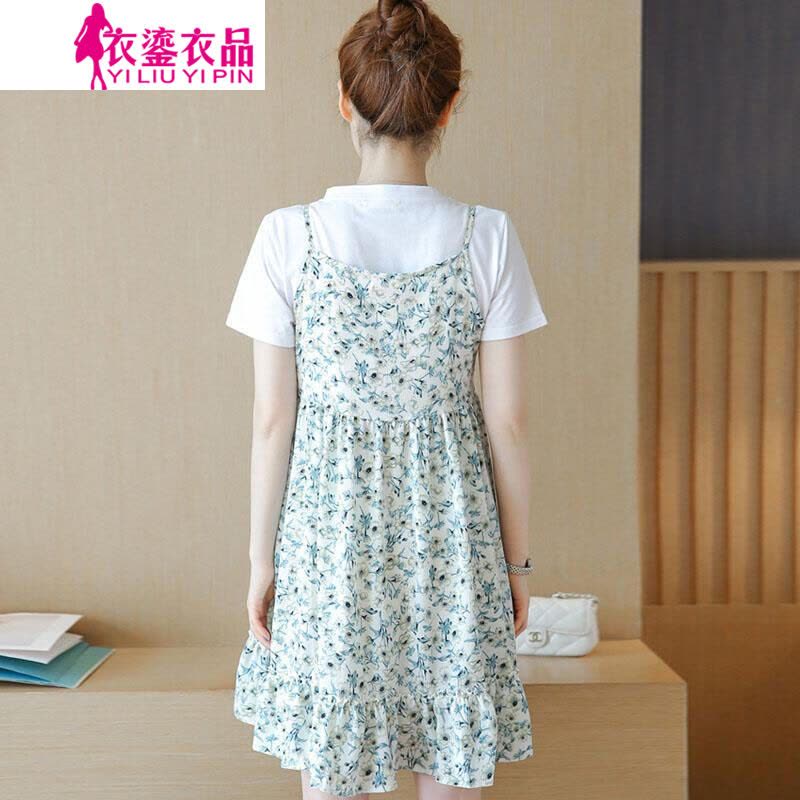 迪鲁奥(DILUAO)孕妇装夏装2021夏装新款碎花孕妇裙休闲T恤孕妇背带裤大码孕妇套装宽松孕妇连衣裙图片