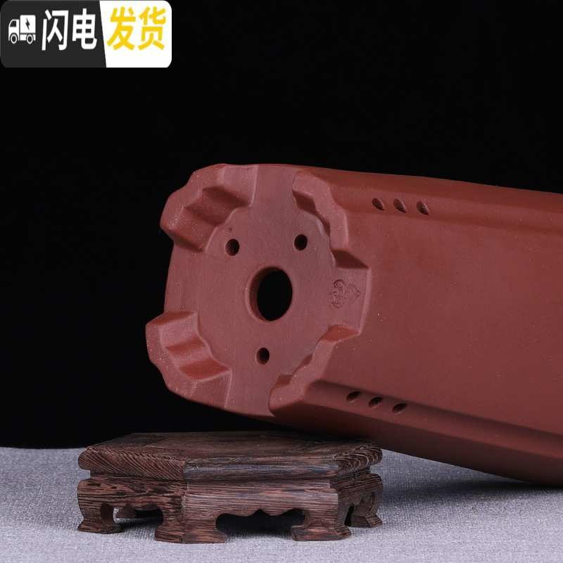 三维工匠精品四方紫砂兰花盆大号高手工陶瓷老桩室内桌面古典 四方-千筒-本山段泥(送紫砂托盘) 大花盆容器