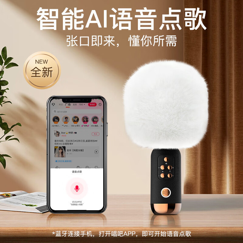 唱吧K歌宝小巨蛋音箱麦克风G3升级版黑金色无线蓝牙双人合唱多种音效家庭KTV 全民电视电脑通用儿童K歌宝