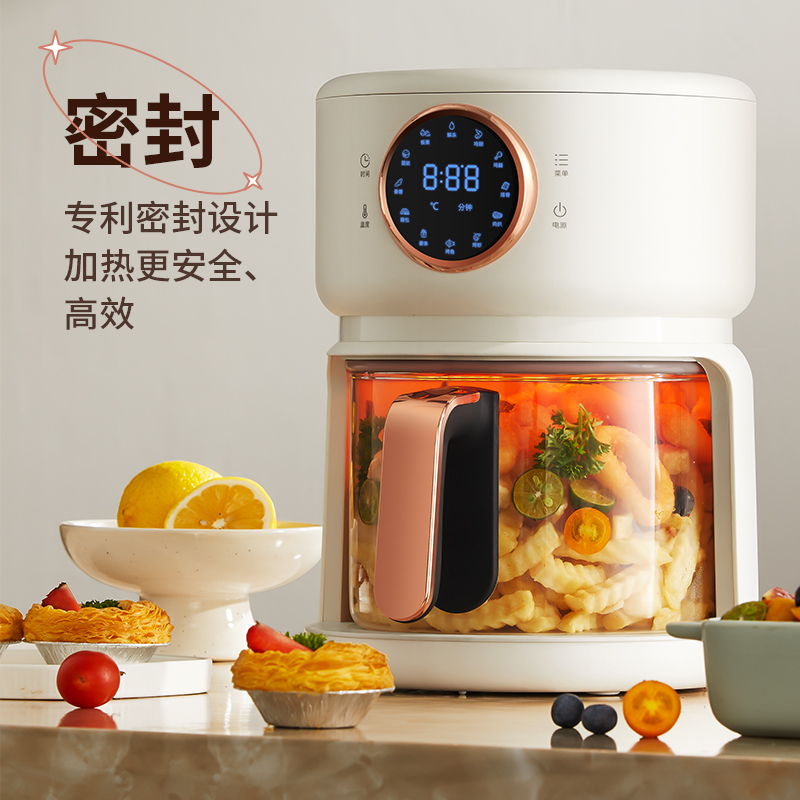 HYUNDAI空气炸锅3.5L可视智能触控电炸锅无油低脂薯条炸鸡机多功能空气炸锅