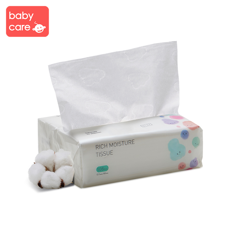 babycare婴儿云柔巾新生儿超柔纸巾宝宝保湿纸巾抽纸108抽*1包