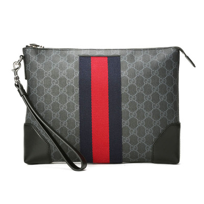 预订 GUCCI 男士手拿包 GG条纹织带 523603