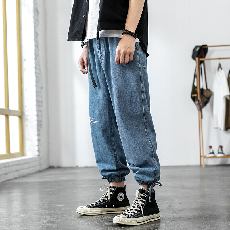 梵克公牛阔腿裤潮牌牛仔长裤男士春季新款工装裤男宽松休闲潮流老爹裤