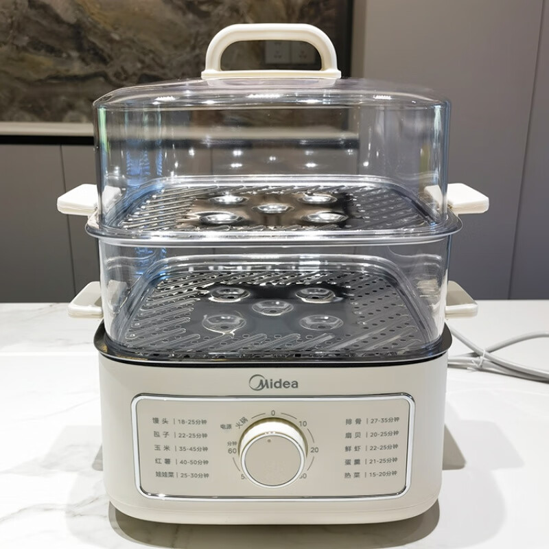美的(Midea)电蒸锅 电煮锅电火锅多功能锅10.8升 三层大容量多用途锅 ZGE2323J52