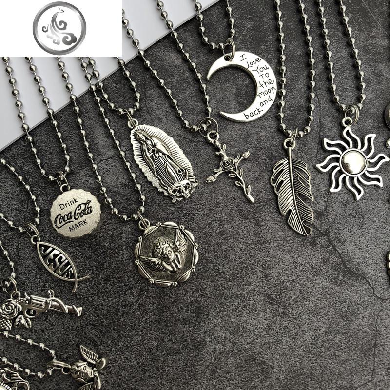欧美 ins蹦迪女孩项链做旧复古冷淡风天使羽毛嘻哈锁骨链男女情侣 JiMi高清大图