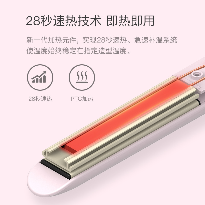 lena电夹板直发器卷发棒直卷两用刘海熨板女拉直板夹内扣不伤头发直发器LN-801茱萸粉