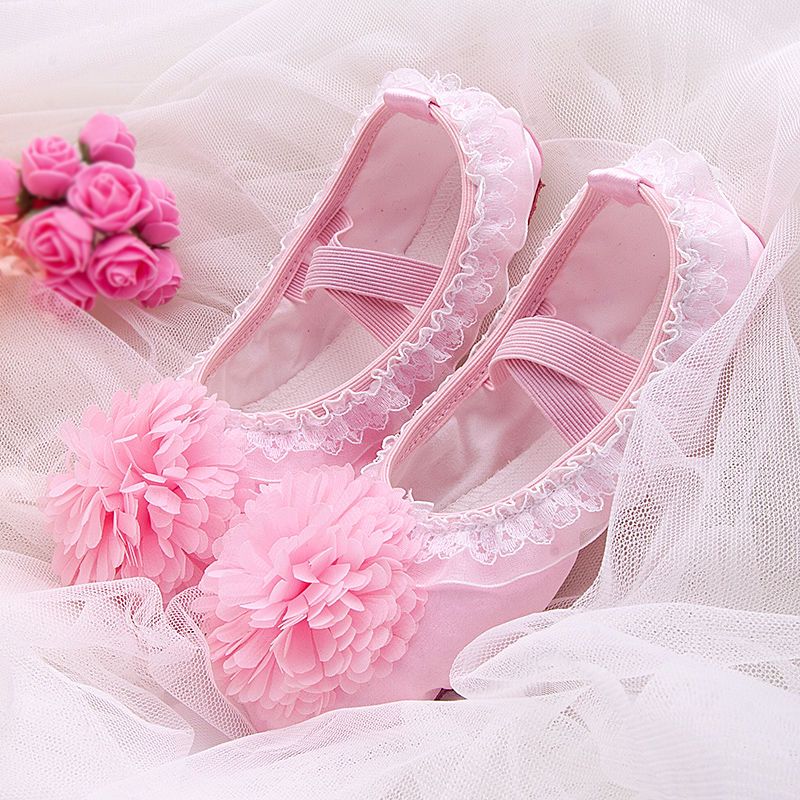 新款儿童女软底宝宝鞋芭蕾跳舞粉公主幼儿舞蹈鞋演出形体莎丞shachen