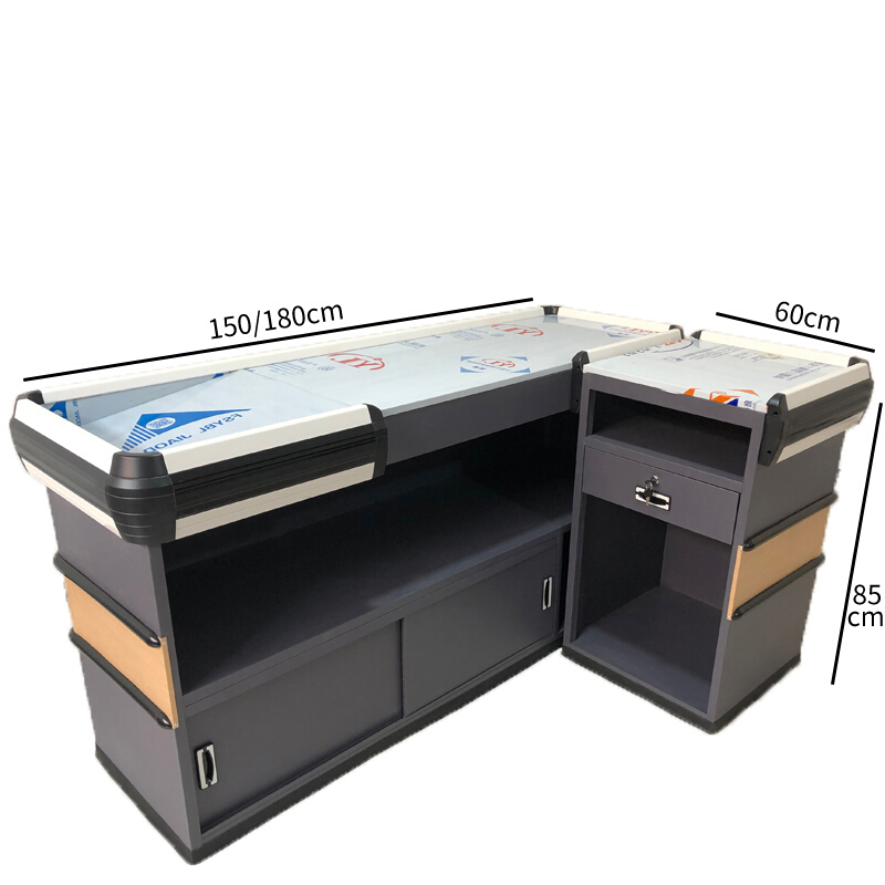 五庭门超市收银台柜台整体豪华收款台木纹便利店大型商场专用无需安装