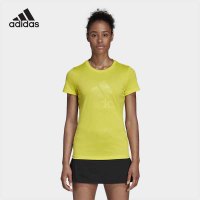阿迪达斯 (adidas)春夏新款羽毛球短袖男女款圆领T恤情侣款休闲运动短袖针织速干透气 女款黄色CW7088 (S-X