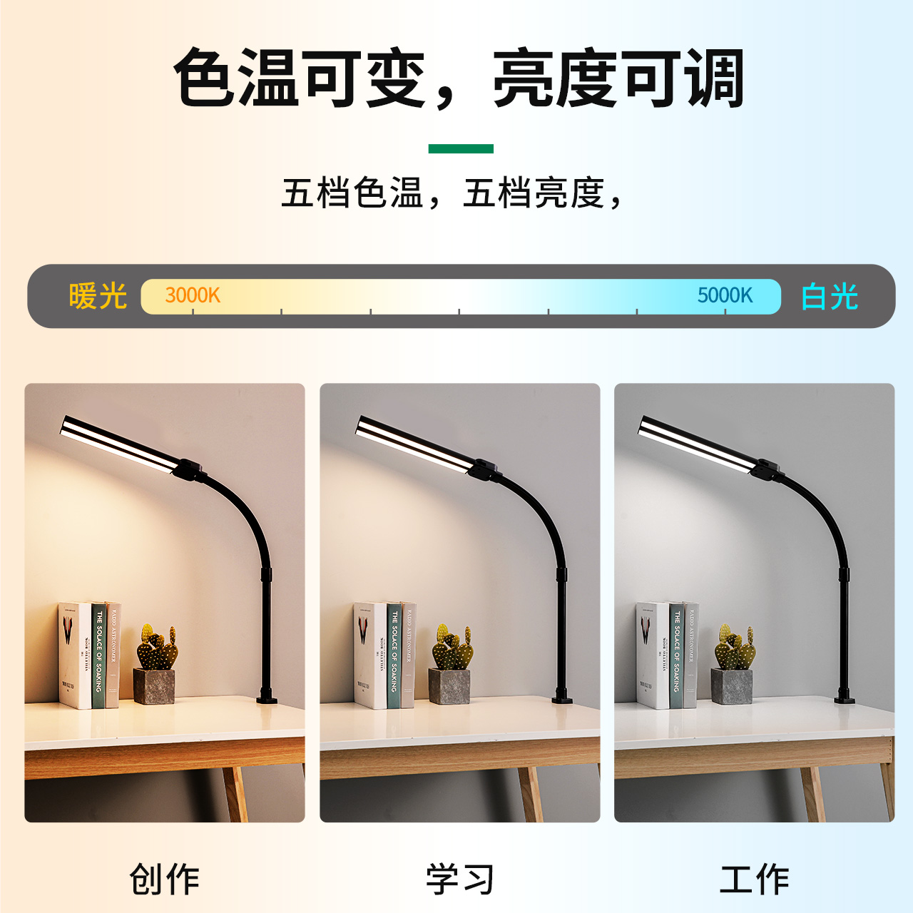 雷士照明国AA级护眼台灯夹式台灯学习专用儿童学生阅读书桌台灯高清大图