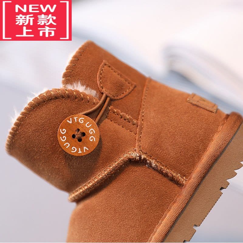 可莉允儿童雪地靴女童短靴冬季男童保暖鞋加绒宝宝靴子防滑中筒棉鞋图片