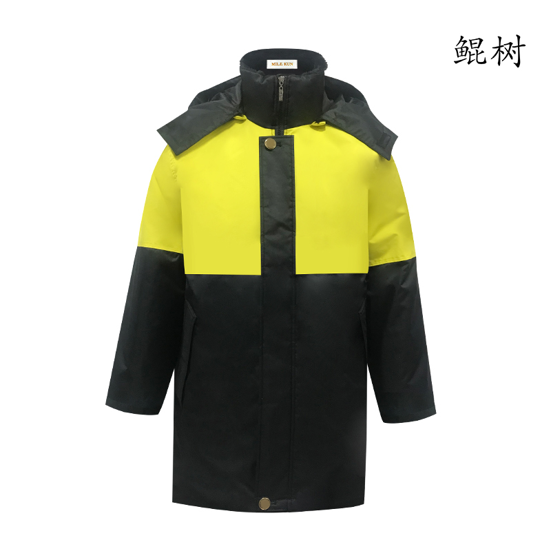 防寒羽绒大衣（拼色带反光条） 170 藏蓝色拼旗黄