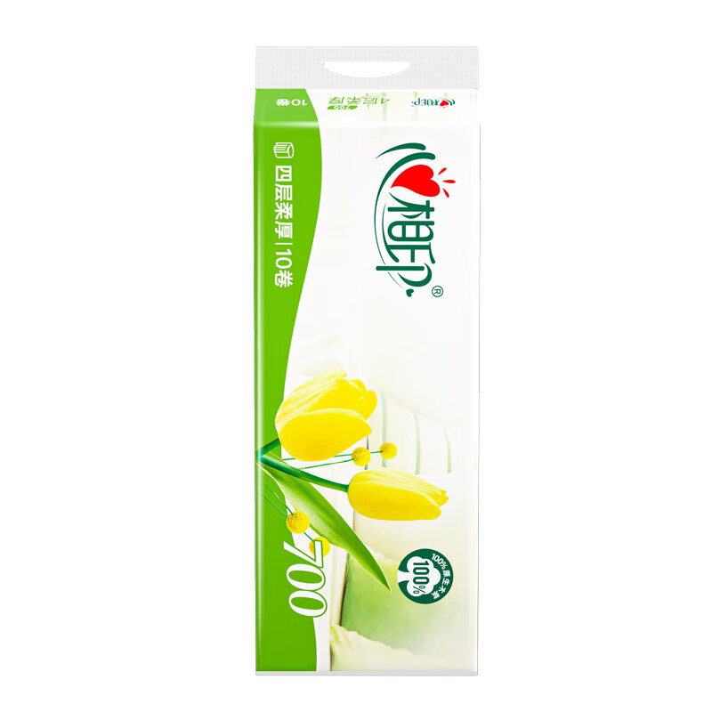 心相印 优选郁金香系列4层无芯卫生纸 70g/卷 10卷/提 1提装 LR1710