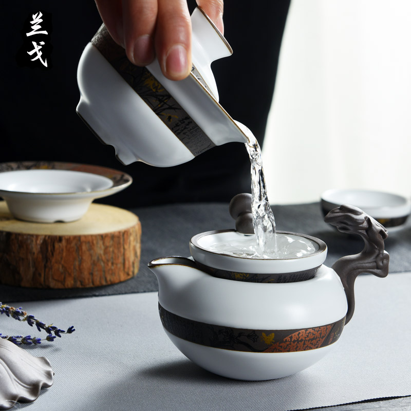 美帮汇哥窑汝窑功夫茶具套装 整套家用陶瓷茶壶汝瓷茶杯茶洗礼品装高清大图