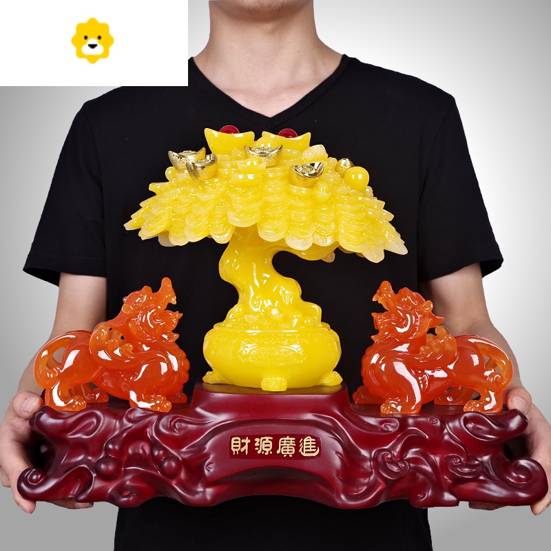 大号貔貅摆件摇钱树皮丘工艺品办公室业礼品客厅酒柜装饰品 JING PING高清大图