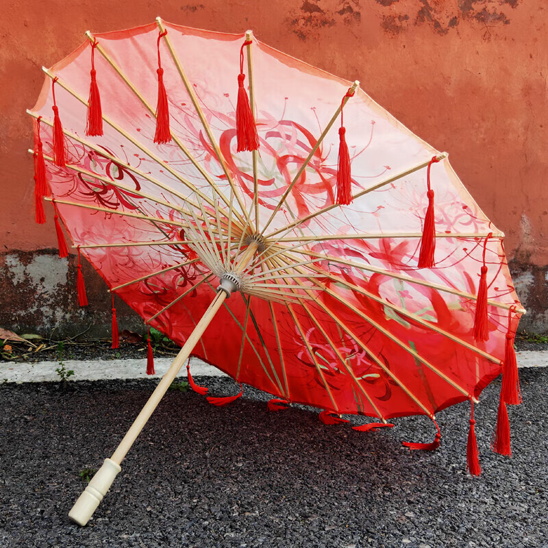 油纸伞女古风舞蹈走秀演出古装伞汉服花伞流苏伞防雨防晒儿童高清大图