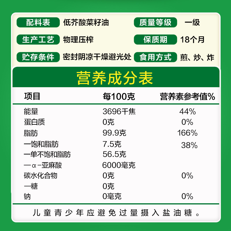 鲁花食用油低芥酸非转基因香飘九州特香菜籽油 5L*1桶高清大图