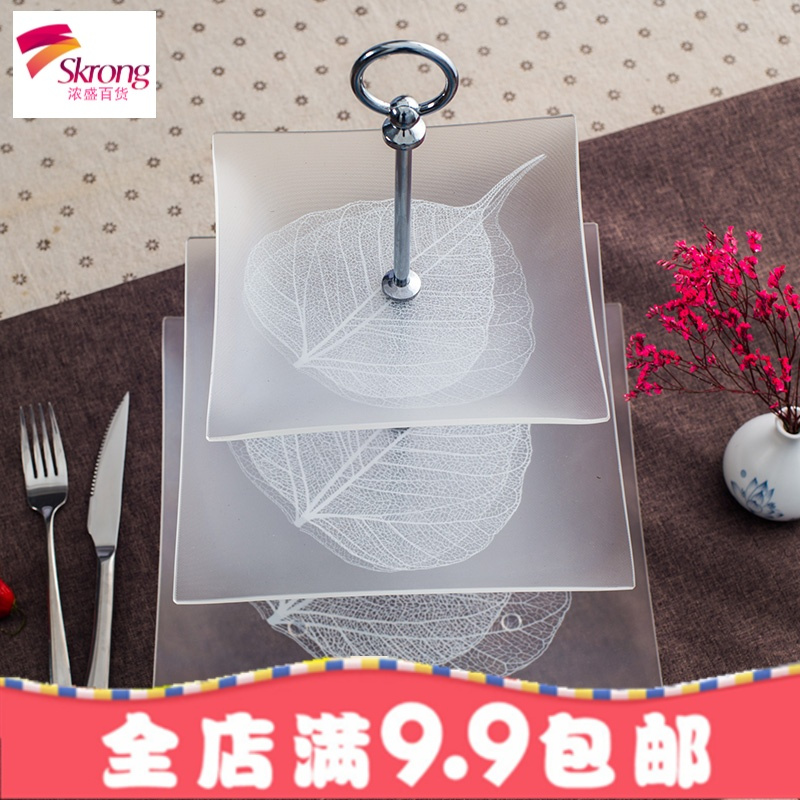 欧式客厅三层水果盘多层家用甜品台塔糕点玻璃下午茶点心蛋糕架托