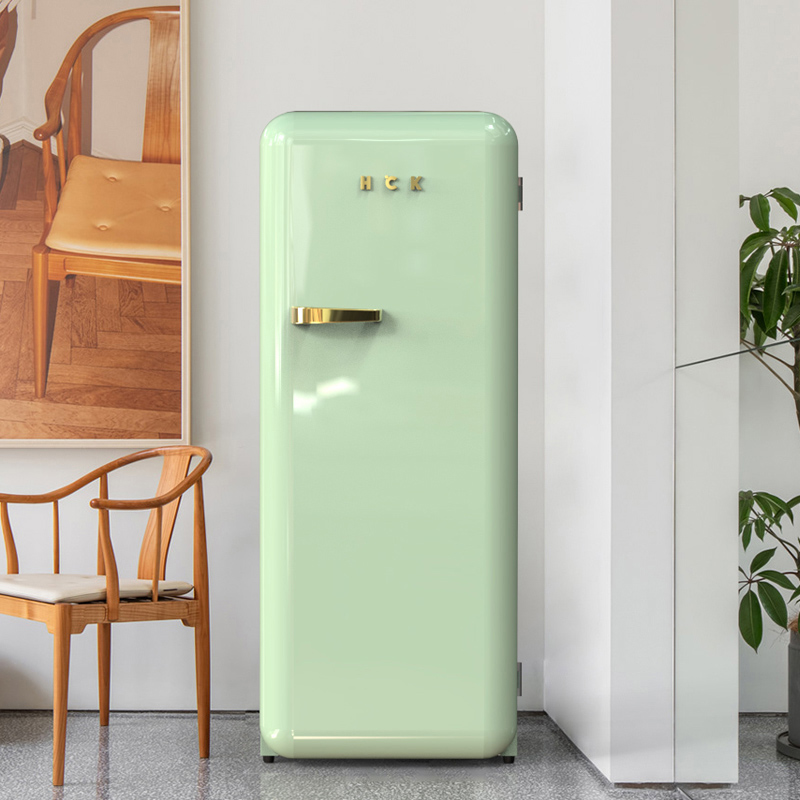 hck哈士奇130gga复古冰箱进口家用小型大容量网红高颜值一级能效-薄荷