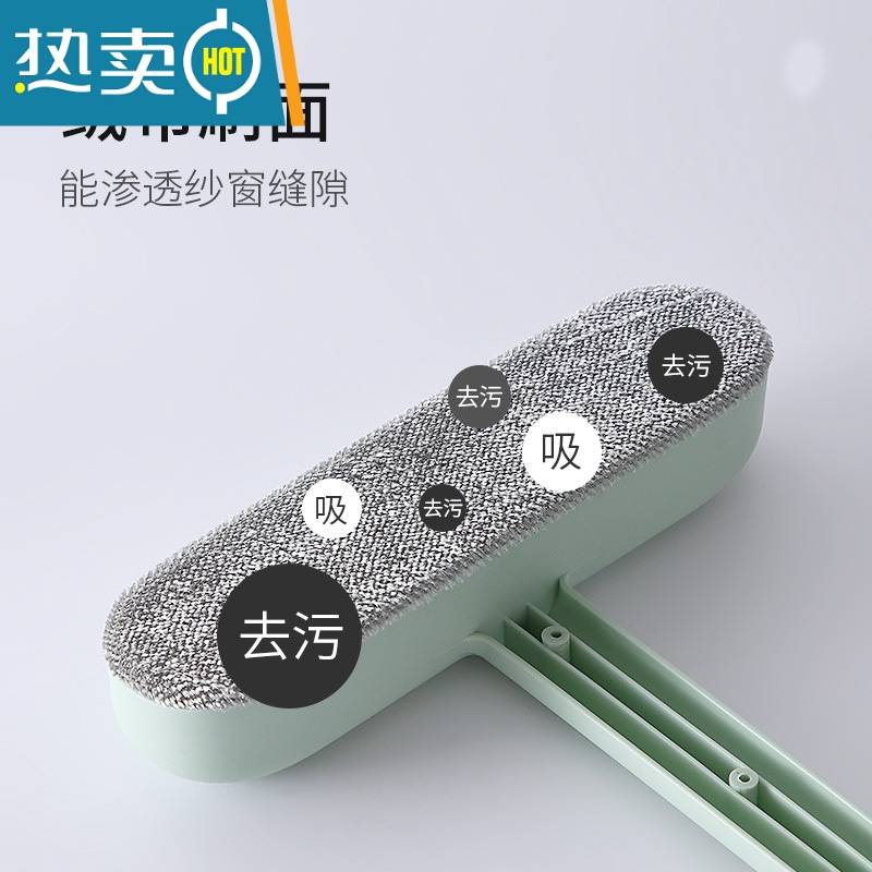 敬平纱窗刷清洗器 洗沙窗网多功能免拆洗擦玻璃 家用清洁窗户器 清洁2件套-粉色纱窗刷+200ml喷雾瓶擦玻璃器高清大图
