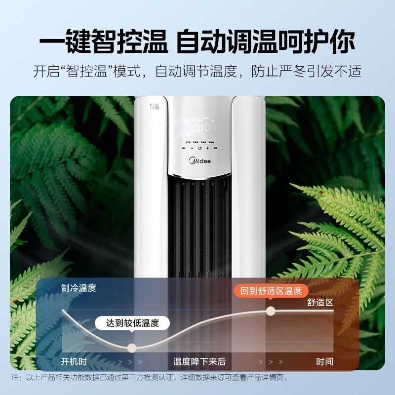 Midea/美的空调3匹 风酷 新能效变频冷暖 APP智能 家用客厅圆柱立式柜机 KFR-72LW/N8MJC3