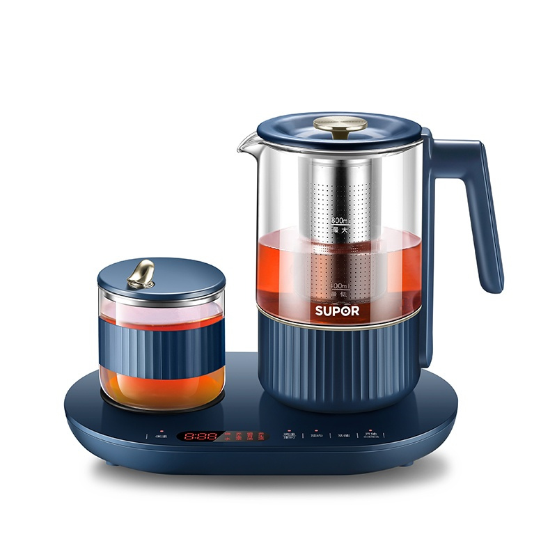 苏泊尔养生壶家用多功能全自动办公室小型煮茶器玻璃迷你煮花茶壶 蓝色