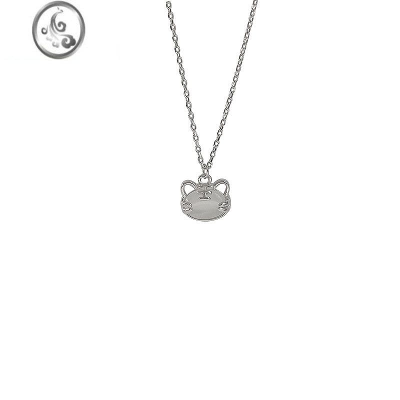 JiMi925银银猫眼石虎头项链女小众设计高级感老虎锁骨链本命年虎吊坠图片