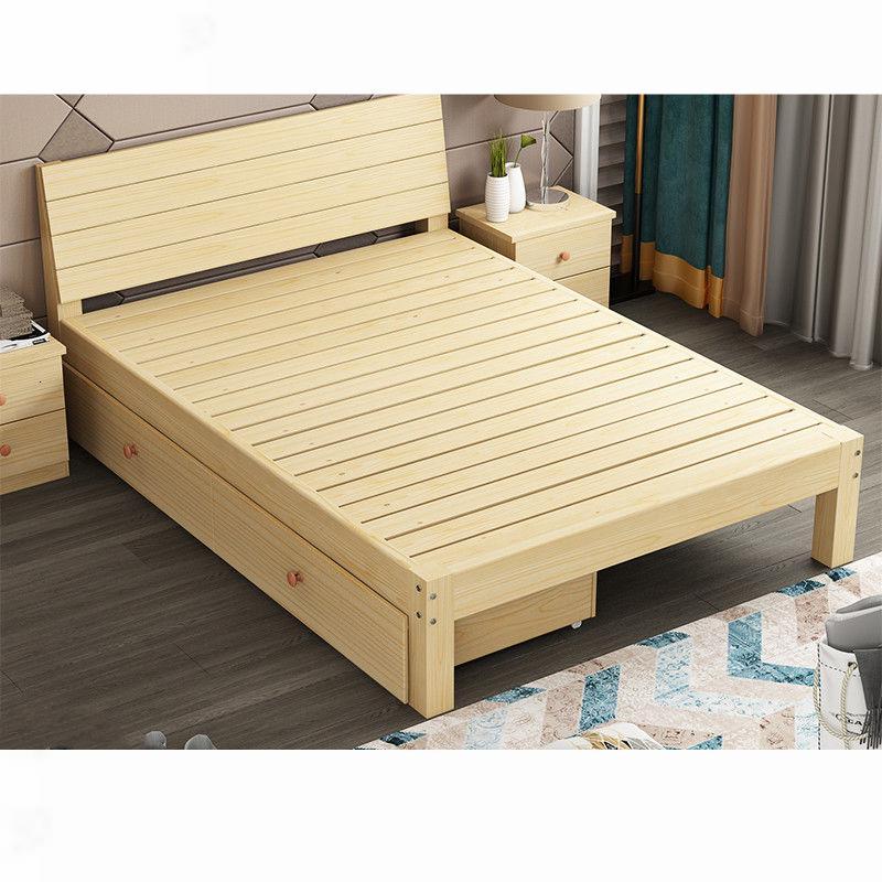 简易实木床一米五出租房经济型现代主卧一米八松木单人床双人床视频