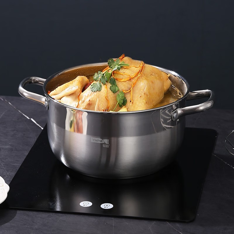 易铂易铂yispot 埃德蒙汤锅 不锈钢加厚汤锅26cm(带蒸架)YP-6331 26CM高清大图