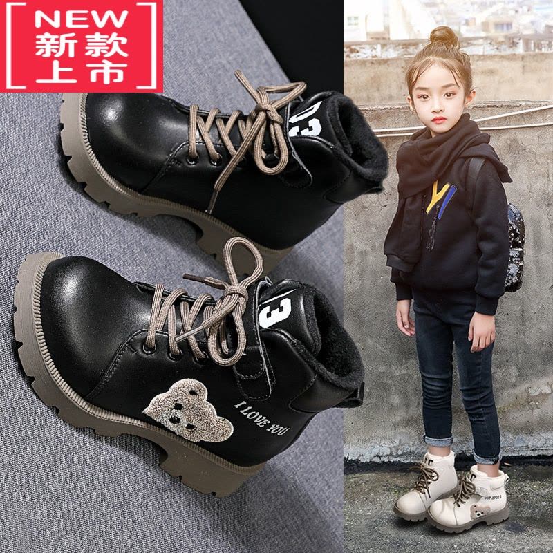 可莉允女童马丁靴2022秋季新款秋冬款加绒二棉大童儿童靴子短靴网红洋气图片