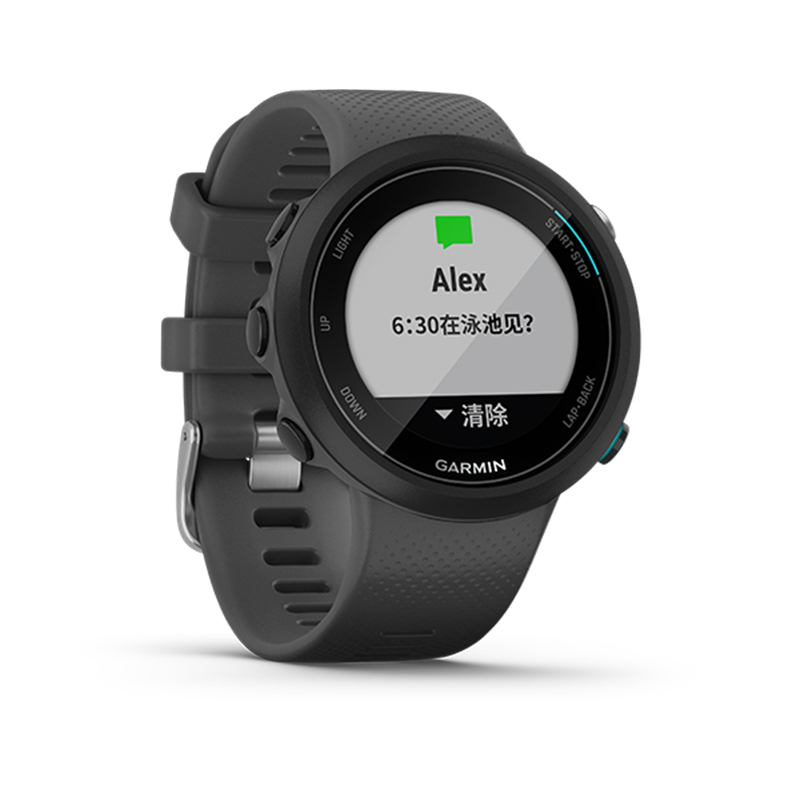 佳明(GARMIN)Garmin Swim 2 岩石灰水下腕式心率进阶游泳功能智能通知GPS 智能游泳腕表