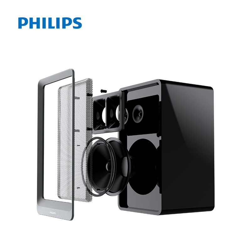 飞利浦(PHILIPS)CSS6002K家庭ktv点歌机音响套装影院家用三合一功放 6寸黑色音箱