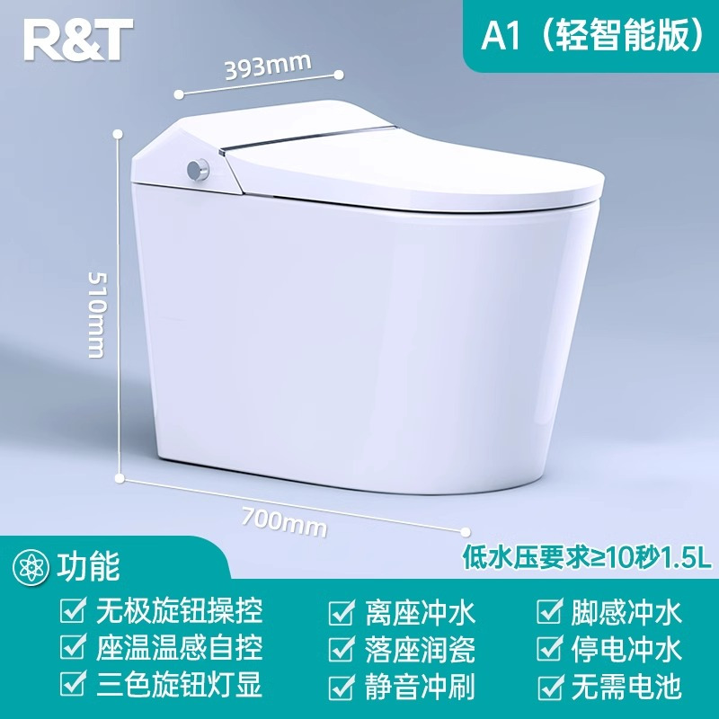 瑞尔特(R&T)智能马桶一体机带水箱脚感冲水座温调节轻智能坐便器 A1