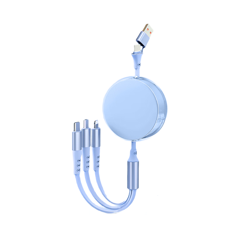 十足酷 快充二拖三数据线充电线120W快充 湖蓝色 1.2m SZK-TK232