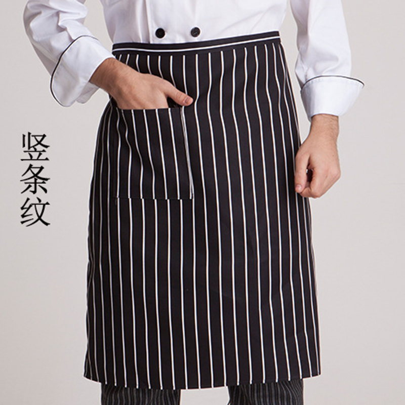 研高(Resehigh) 围裙 厨师围裙半身工作围裙男女黑白条纹(T)高清大图