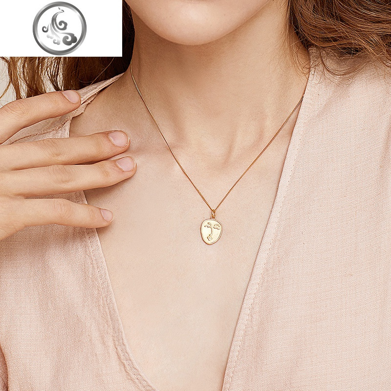 欧美人像吊坠项链女锁骨链简约韩国学生冷淡风网红装饰链 JiMi