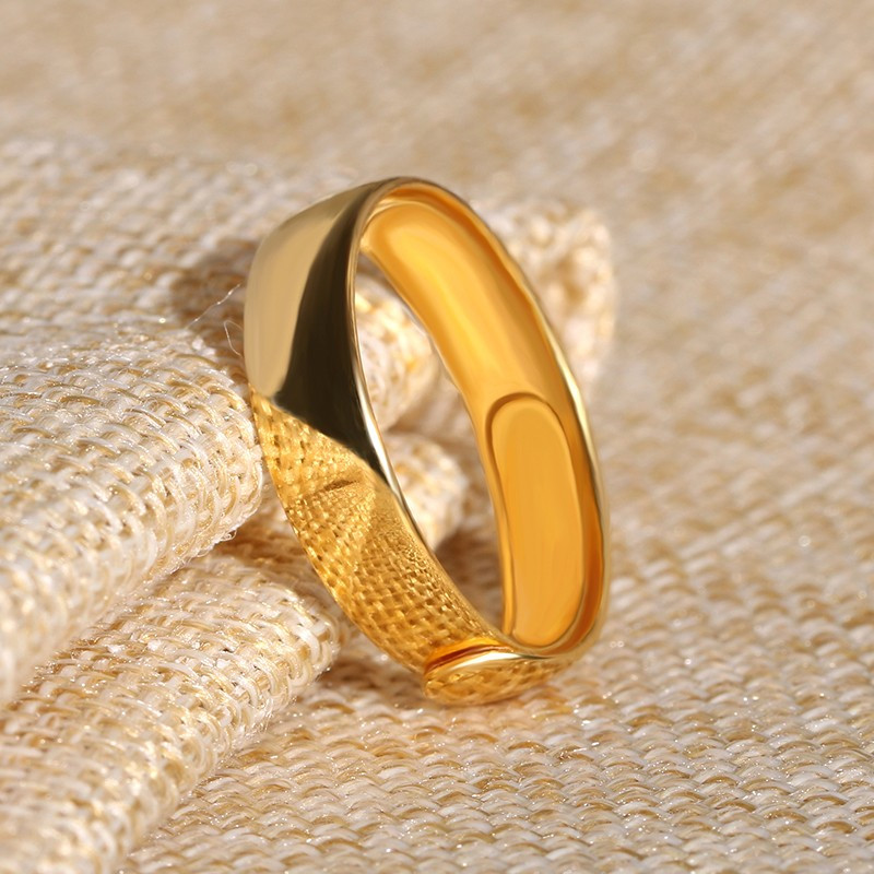 翠绿黄金戒指足金999男女款光面光圈戒子金重约545555ga01000030135