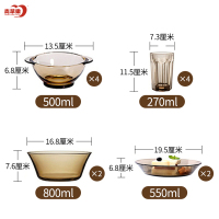 青苹果法式钢化玻璃餐具套装12件套 餐盘沙拉碗 水果碗碟盘 碗碟套装