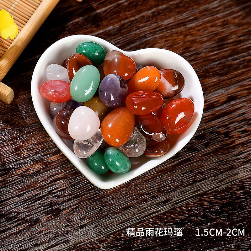 天然鹅卵石南京雨花石原石多肉铺面鱼缸装饰花盆栽五彩色小石头子 彩色经典玛瑙(二斤)