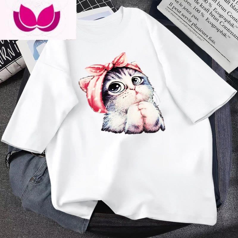 七斓t恤女2023年新款短袖夏装网红宽松韩版百搭白色t恤上衣少女潮ins图片