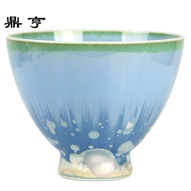 鼎亨十禅窑 陶瓷主人杯 景德镇窑变蓝色品茗杯个人单杯 功夫茶杯