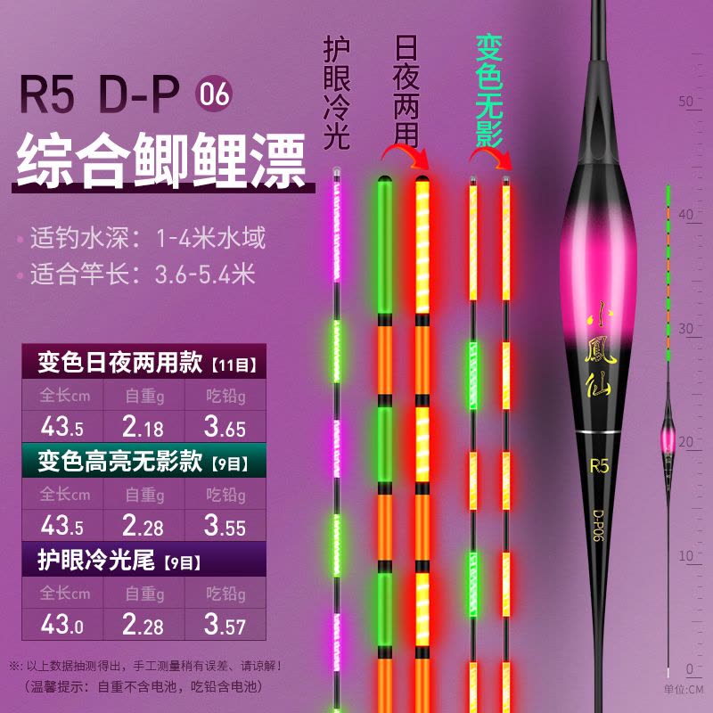 小凤仙咬钩变色夜光漂重力感应电子漂超亮夜钓浮漂鲫鱼漂鲤鱼草鱼鲢鳙日夜两用鱼标图片