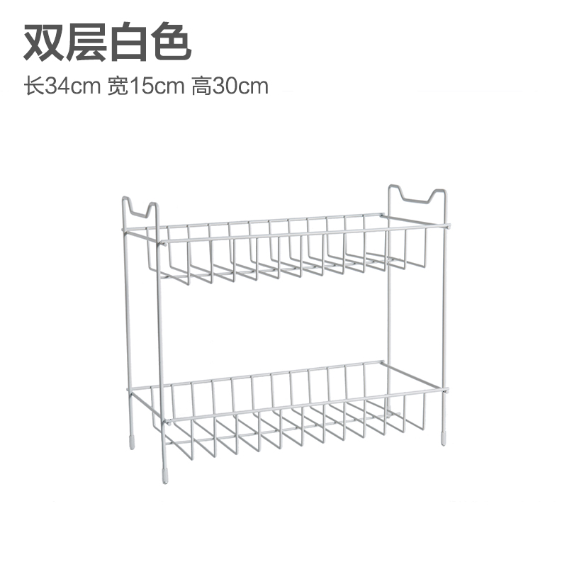 厨房置物架调味调料架用品用具家用多层油盐酱醋收纳储物架收纳架收纳层架三维工匠 两层白色
