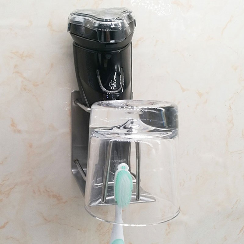 生活日用牙刷置物架吸壁挂式不锈钢牙膏牙刷儿童电动放置收纳架牙刷收纳层架家用简约收纳用品