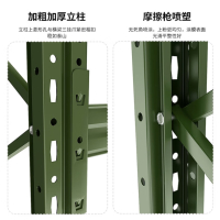 可移动重型仓储货架军绿色仓库货架库房多层铁架子背网护栏货架