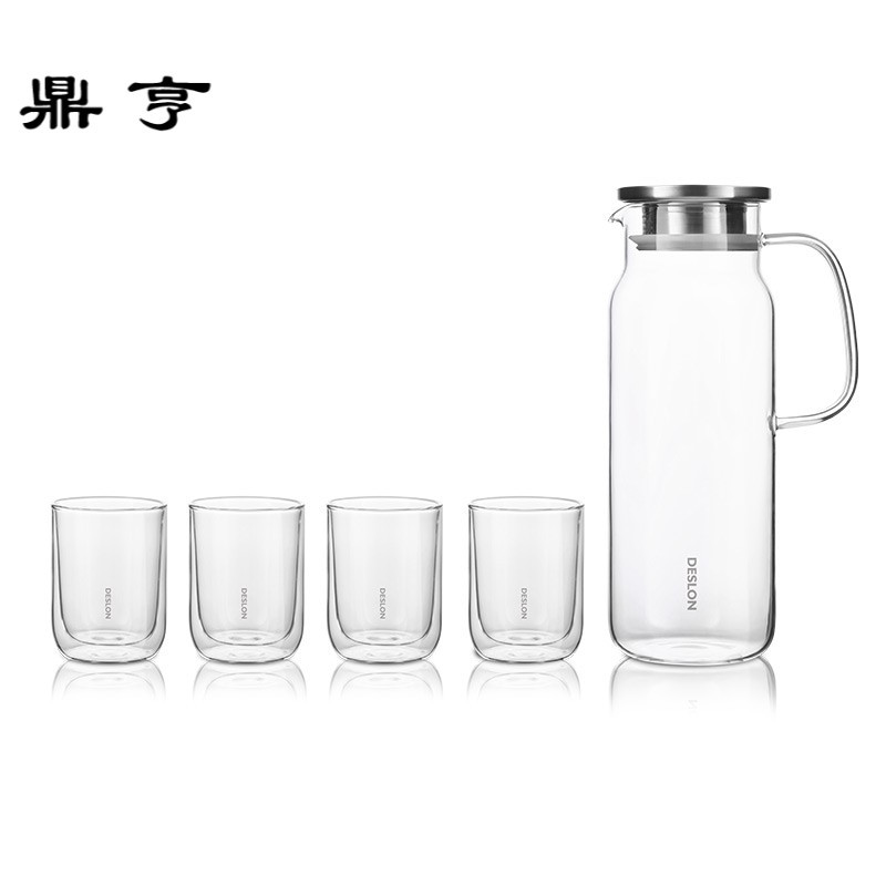 鼎亨家用冷水壶玻璃耐热高温晾凉白开水壶凉茶壶防爆水杯套装
