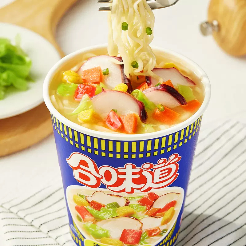 日清 合味道方便面 海鲜风味 76g/杯 12杯整箱装 杯面速食方便面网红泡面桶面