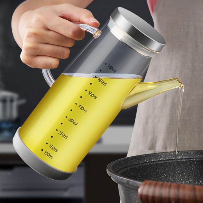 SATON ROYCE高硼硅玻璃油壶304不锈钢盖油瓶防漏耐热油瓶650ml